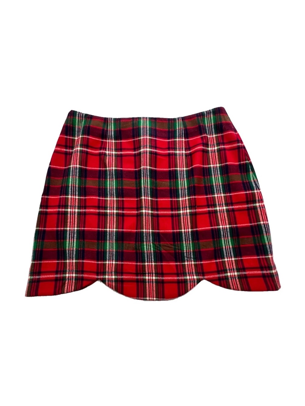 Vineyard Vines Red Plaid Wool Mini Skirt Preppy Academia Holiday Winter Size 8